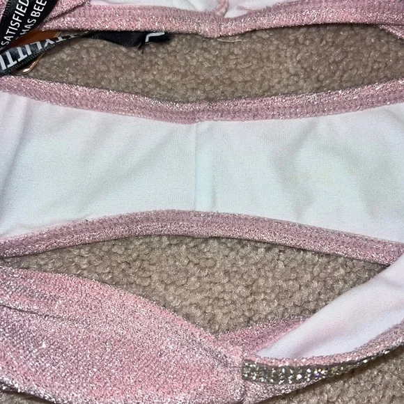 Pretty little thing baby pink diamanté glitter pool party bikini set - Picture 7 of 13